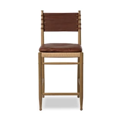 Amber Lewis x Four Hands Brielle Stool w/ Cushion - Dulane Mahogany - Counter