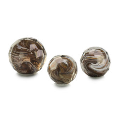 John Richard Amber Cut Glass Orbs - Set of 3