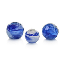 John Richard Blue Cut Glass Orbs - Set of 3