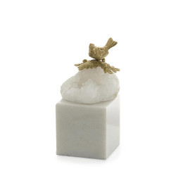 John Richard Brass Bird and Quartz Sculpture on Marble - Small