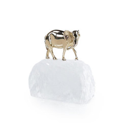 John Richard Brass Elephant Sculpture on Selenite I