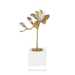John Richard Embellished Blossom Sculpture on Crystal - Large