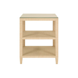 Worlds Away Amie Side Table - Natural Grasscloth