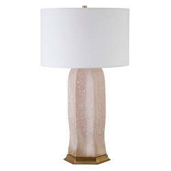 Worlds Away Barron Table Lamp - Blush Reactive Glaze