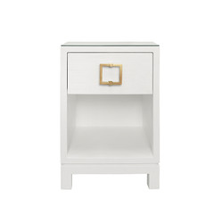Worlds Away Blair Side Table - White Textured Linen
