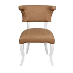 Worlds Away Eloise Dining Chair - Camel Faux Leather