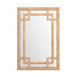 Worlds Away Geneva Mirror - Wrapped Natural Rattan