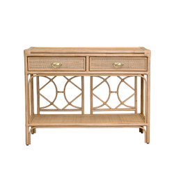 Worlds Away Gideon Console Table - Natural Rattan