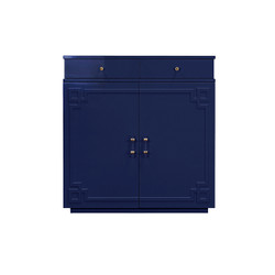 Worlds Away Glenn Cabinet - Navy Lacquer