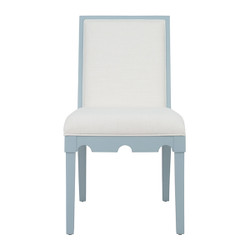 Worlds Away Lanister Dining Chair - Matte Light Blue Lacquer