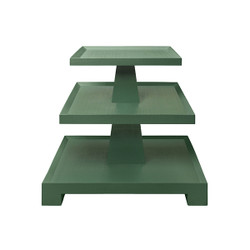 Worlds Away Tatiana Side Table - Textured Green Linen
