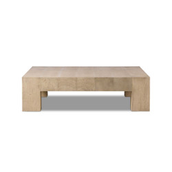 Four Hands Abaso Coffee Table - 55'' - Whitewash Rustic Wormwood Oak