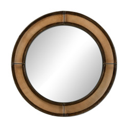 Four Hands Ayano Small Round Mirror - Smoked Brown Cast Glass