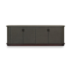 Four Hands Berlin Media Console - Dark Green Lacquered Linen