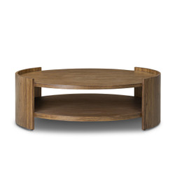 Four Hands Damari Round Coffee Table - Medium Brown Limba