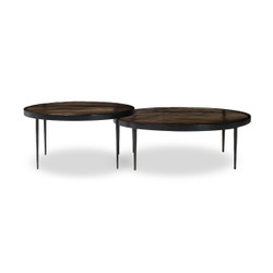 Four Hands Yoko Nesting Set of 2 - Smoked Brown Cast Glass
