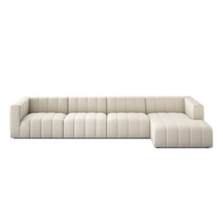 Four Hands Langham Channeled 3PC Sectional - LAF Chaise - Crypton Nomad Snow
