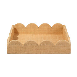 Jamie Young Wonderland Scalloped Small Decorative Raffia Tray - Natural
