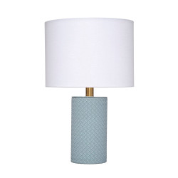 Jamie Young Roman Leather Table Lamp with Linen Shade - Blue