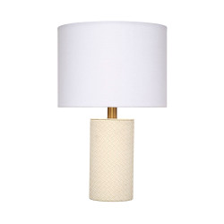Jamie Young Roman Leather Table Lamp with Linen Shade - White