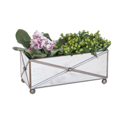 Rectangular Crosshatch Antique Mirror Planter