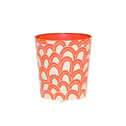 Oval Wastebasket Orange And Cream