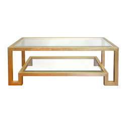 Winston Gold Leaf Two Tier Coffee Table With Clear Beveled Glass