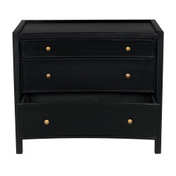 Hampton 3 Drawer Night Stand - Hand Rubbed Black