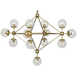 Noir Pluto Chandelier - Small - Metal With Brass Finish And Glass