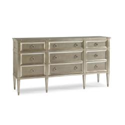 Italian Dressing - Smoke Finish Nine Drawer Dresser with Silver Leaf Accents