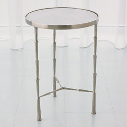 Spike Accent Table - Antique Nickel w/White Marble Top