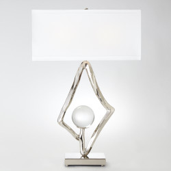 Abstract Lamp w/6" Crystal Sphere - Nickel