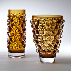 Bubble Cylinder Vase - Amber