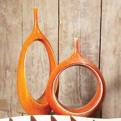 Open Oval Ring Vase - Orange