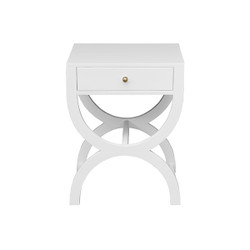 Worlds Away Alexis Side Table - White Lacquer