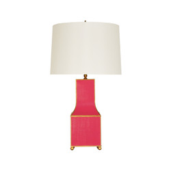 Worlds Away Renata Table Lamp - Pink/Gold Trim/Cream Silk Shade