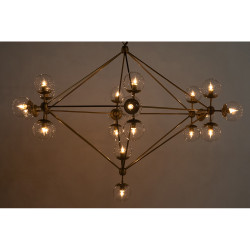 Noir Pluto Chandelier - Large - Metal With Brass Finish And Glass