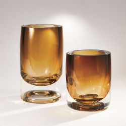 Global Views Thick Cylinder Vase - Amber Tobacco - Lg