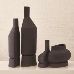 Studio A Flat Back Vase - Black Crust - Med