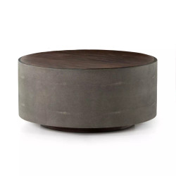 Four Hands Crosby Round Coffee Table - Charcoal Shagreen