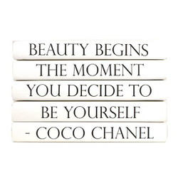 Black leather box with gold lettering Beauty begins Coco Chanel Quote  - E Lawrence, LTD.