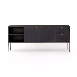 Four Hands Trey Media Console - Black Wash Poplar