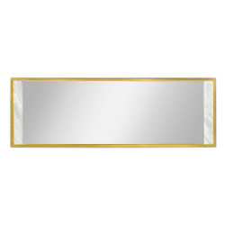 Jonathan Charles Fusion Long Rectangular Ebonised Oak & White Calcutta Marble Hanging Mirror