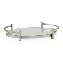 Jonathan Charles Luxe Églomisé & Silver Iron Oval Tray