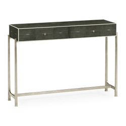 Jonathan Charles Luxe Faux Anthracite Shagreen & Silver Console