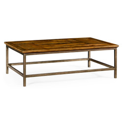 Jonathan Charles Casually Country Country Walnut Rectangular Coffee Table With Iron Base