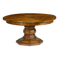 Jonathan Charles Casually Country 59" Country Walnut Circular Dining Table With Self-Storing Leaves