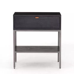 Four Hands Trey Nightstand - Black Wash Poplar