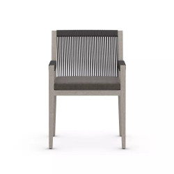 Four Hands Sherwood Outdoor Dining Armchair, Weathered Grey - Charcoal