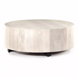 Four Hands Hudson Round Coffee Table - Ashen Walnut